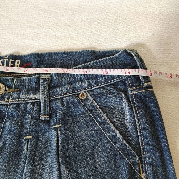 Vtg Hollister Micro Mini Denim Pleated Low Rise Skirt Y2K Distressed Size 0 - Picture 4 of 9